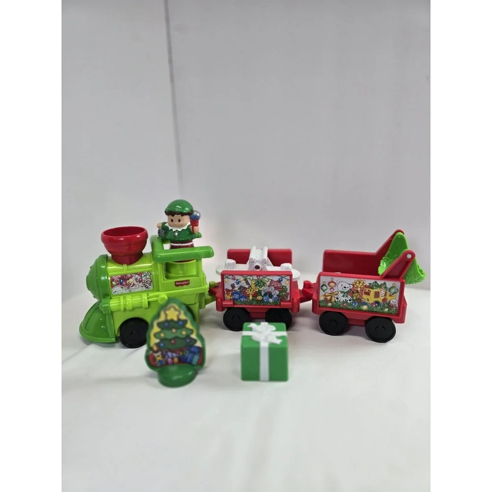Fisher Price Little People Christmas Train Holiday Express Elf Tree Sound Works